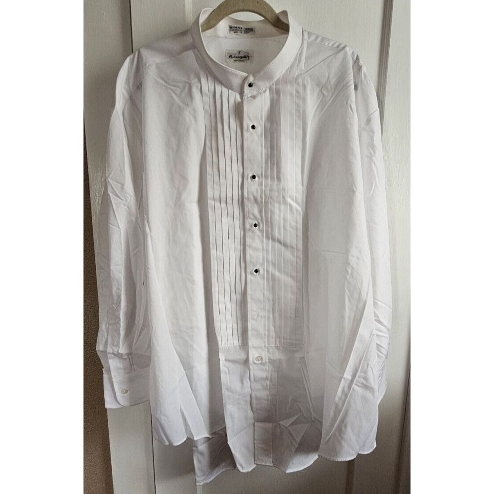 Fumagalli's UOMO White Tuxedo‎ Shirt Pleat front 4XL-34/35